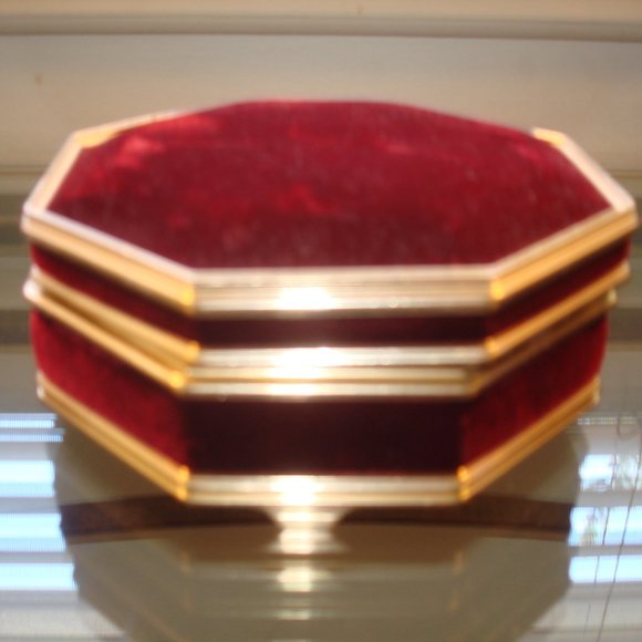 Velvet Jewelry Music Box Mirror Octagon Vintage Gift for her Memory trinket box - Picture 7 of 13